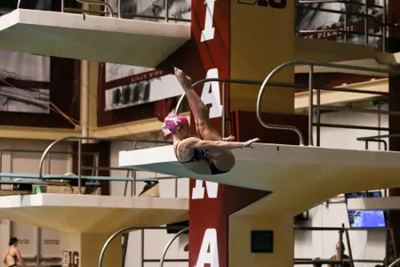 BLOOMINGTON, IN - October 29, 2022 -  Anna Fowler during the meet between the Missouri Tigers and the Indiana Hoosiers at Counsilman-Billingsley Aquatics Center in Bloomington, IN. Photo By Lauren Mervar/Indiana Athletics