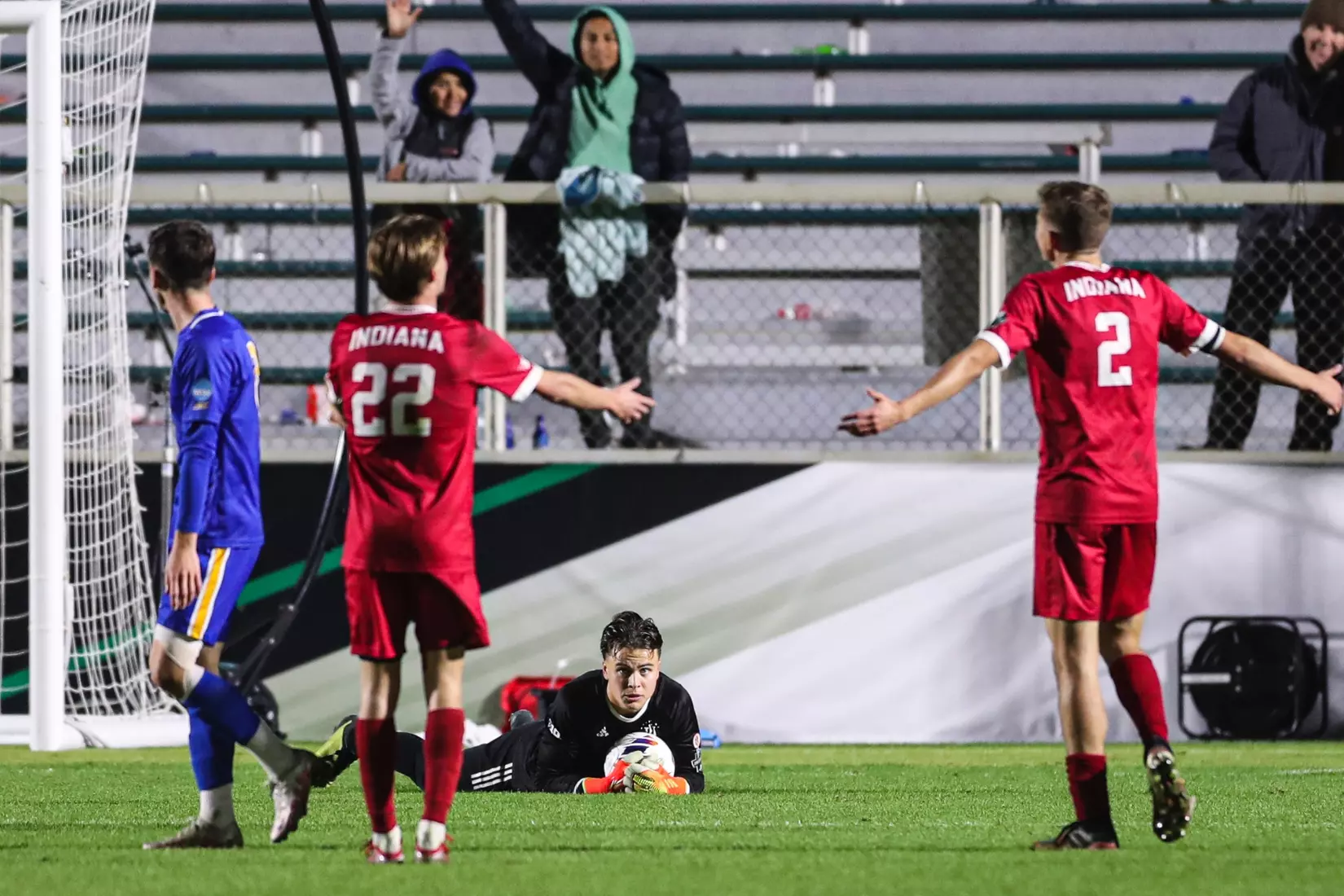 BLOOMINGTON, IN - December 09, 2022 - goalkeeper Jt Harms #0 of the Indiana Hoosiers during the game against the Pittsburgh Panthers at WakeMed Stadium in Cary, NC. Photo By \CXD#2\