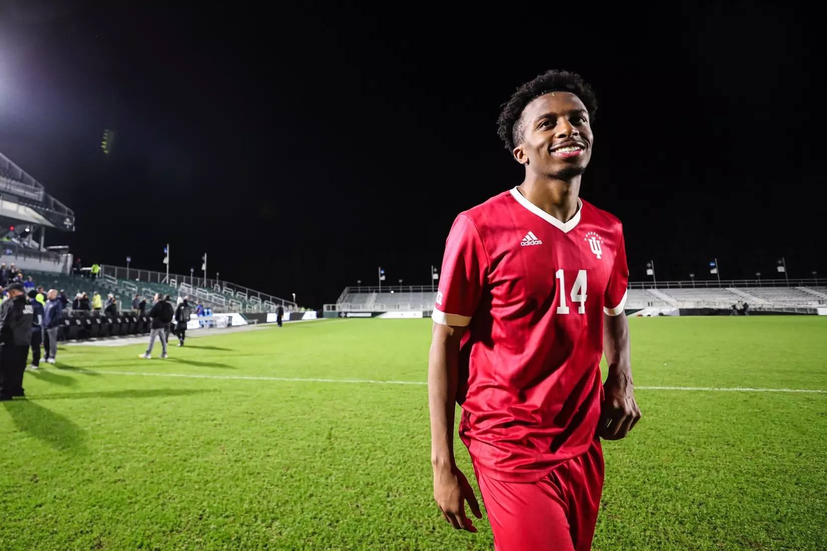 BLOOMINGTON, IN - December 09, 2022 - forward Maouloune Goumballe #14 of the Indiana Hoosiers during the game against the Pittsburgh Panthers at WakeMed Stadium in Cary, NC. Photo By \CXD#2\