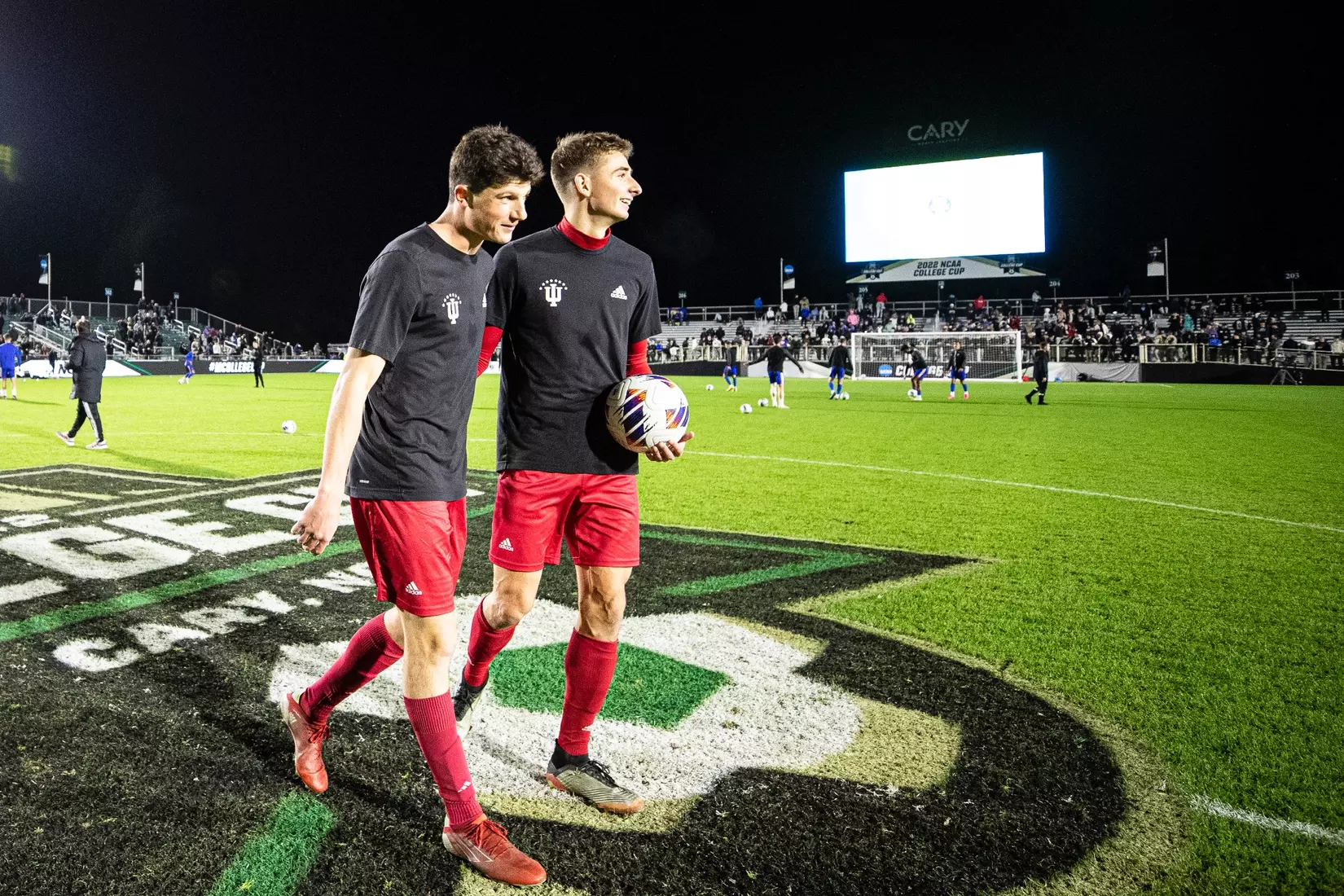 BLOOMINGTON, IN - December 09, 2022 - defender Daniel Munie #5 of the Indiana Hoosiers and defender Joey Maher #2 of the Indiana Hoosiers during the game against the Pittsburgh Panthers at WakeMed Stadium in Cary, NC. Photo By \CXD#2\