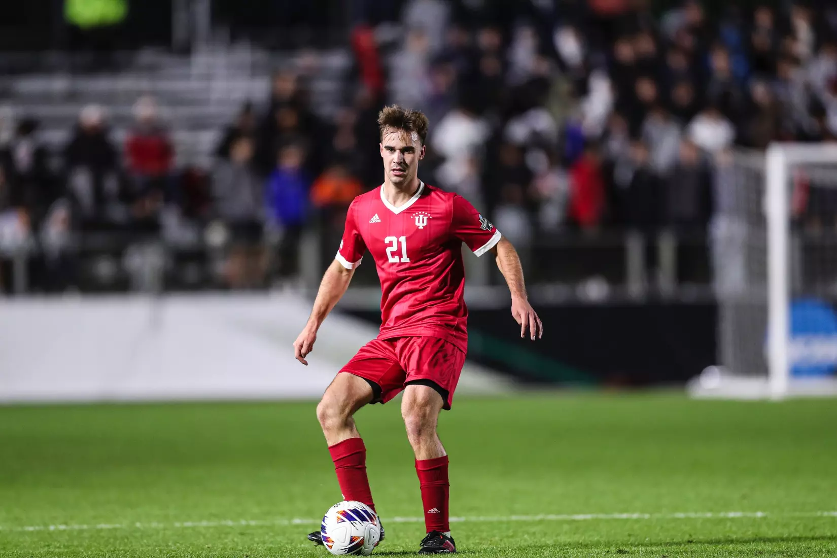 BLOOMINGTON, IN - December 09, 2022 - defender Jack Wagoner #21 of the Indiana Hoosiers during the game against the Pittsburgh Panthers at WakeMed Stadium in Cary, NC. Photo By \CXD#2\