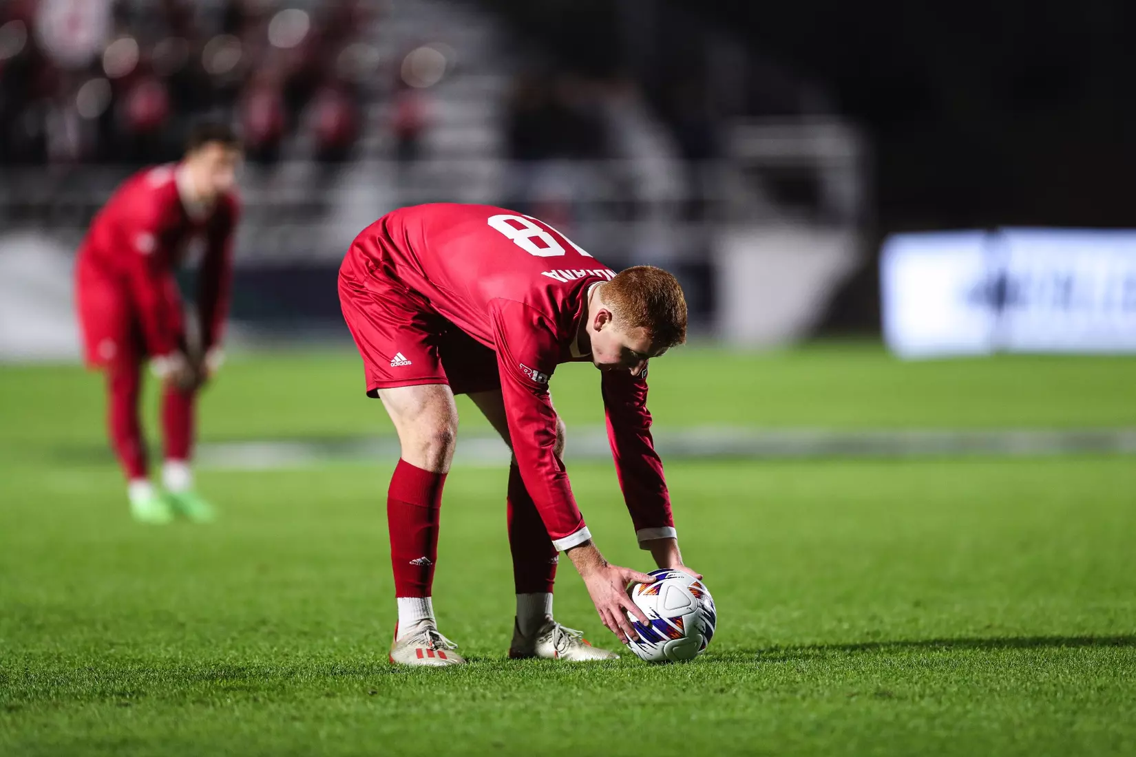 BLOOMINGTON, IN - December 09, 2022 - forward Ryan Wittenbrink #18 of the Indiana Hoosiers during the game against the Pittsburgh Panthers at WakeMed Stadium in Cary, NC. Photo By \CXD#2\