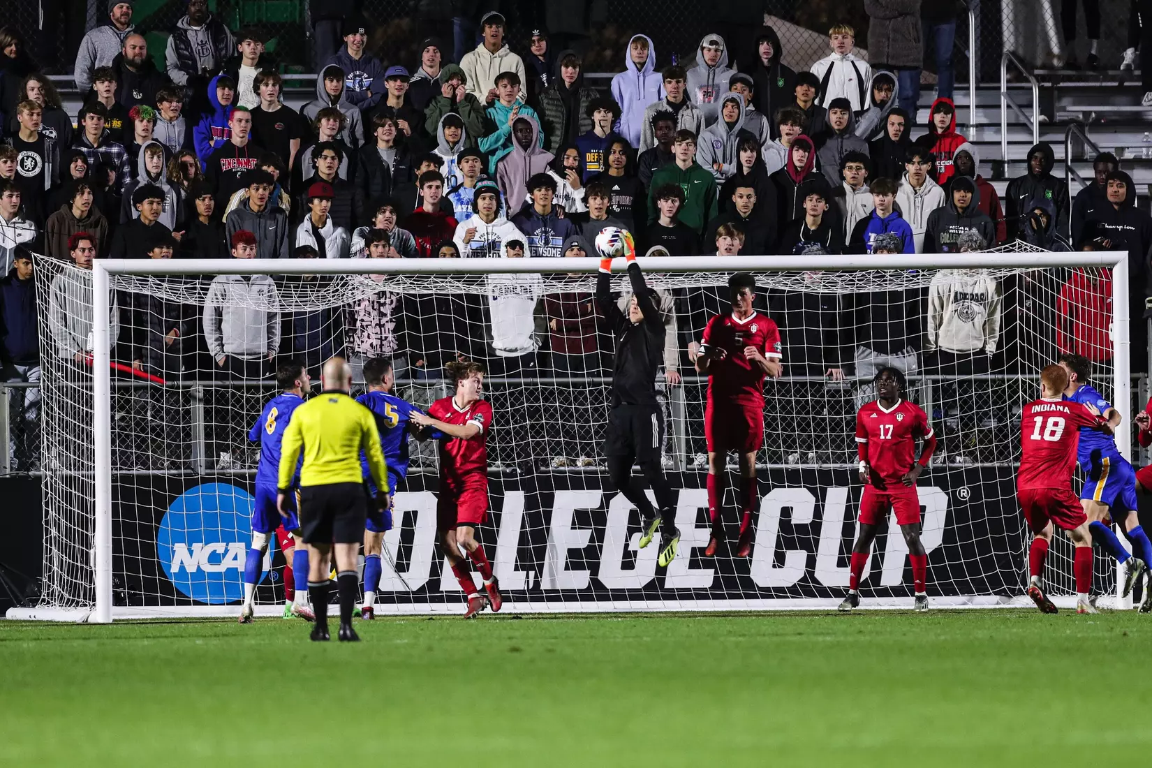 BLOOMINGTON, IN - December 09, 2022 - goalkeeper Jt Harms #0 of the Indiana Hoosiers during the game against the Pittsburgh Panthers at WakeMed Stadium in Cary, NC. Photo By \CXD#2\