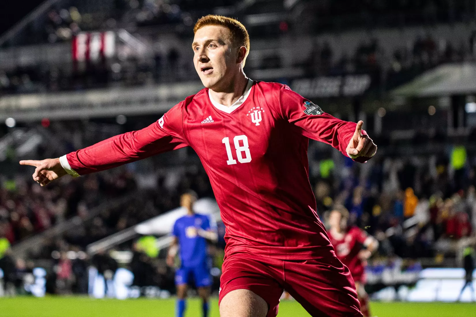 BLOOMINGTON, IN - December 09, 2022 - forward Ryan Wittenbrink #18 of the Indiana Hoosiers during the game against the Pittsburgh Panthers at WakeMed Stadium in Cary, NC. Photo By \CXD#2\