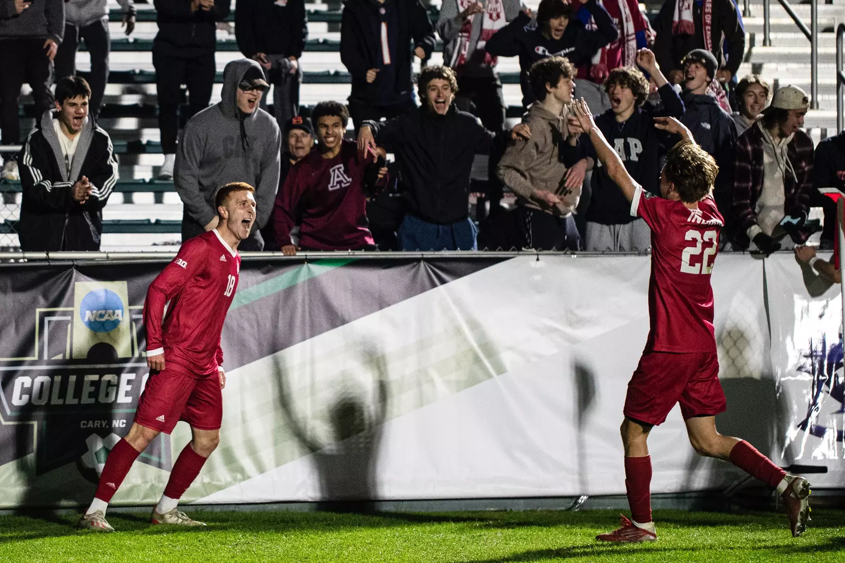 BLOOMINGTON, IN - December 09, 2022 - forward Ryan Wittenbrink #18 of the Indiana Hoosiers during the game against the Pittsburgh Panthers at WakeMed Stadium in Cary, NC. Photo By \CXD#2\