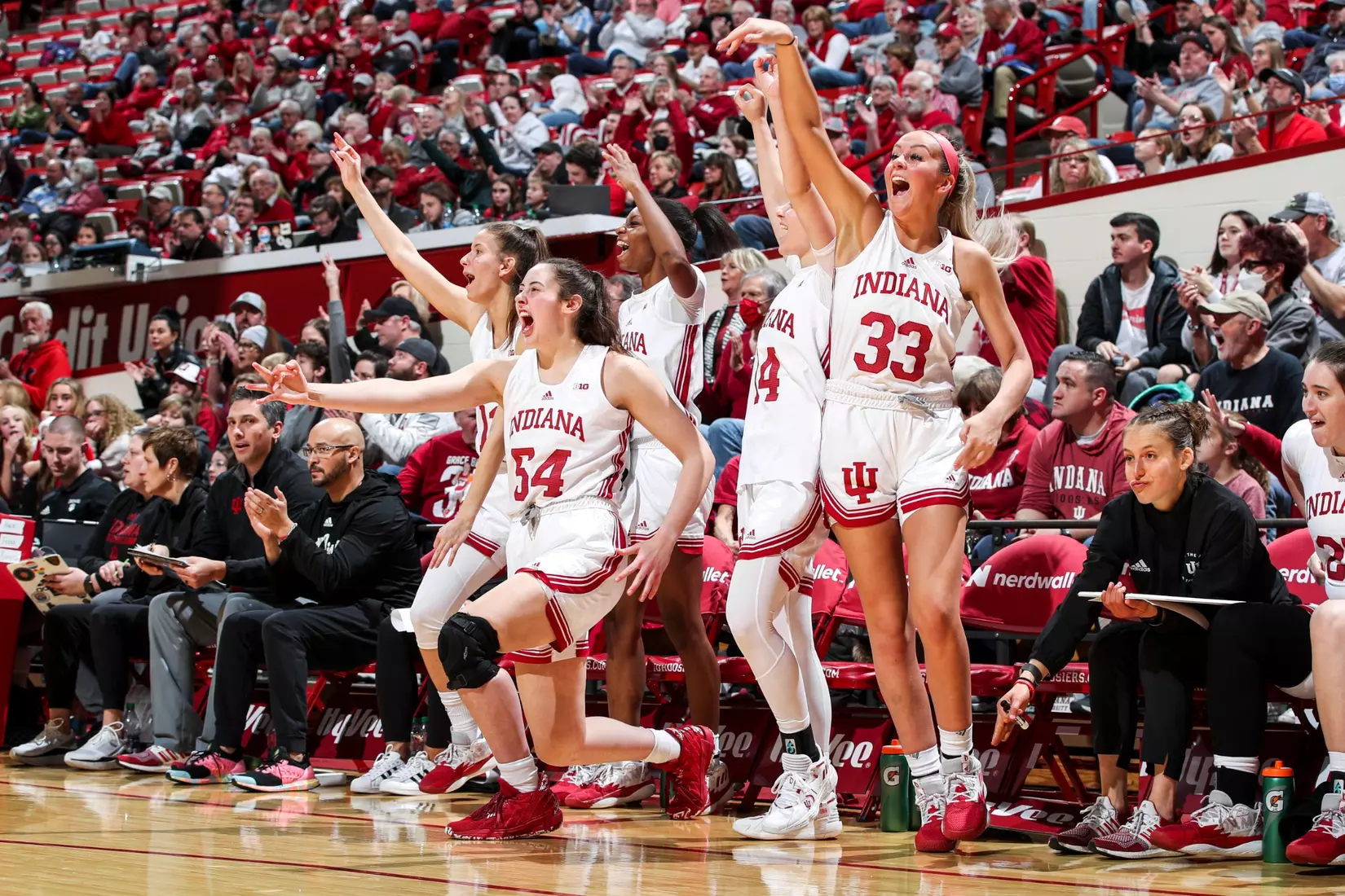 BLOOMINGTON, IN - December 18, 2022 - forward Mackenzie Holmes #54 of the Indiana Hoosiers during the game between the Morehead State Eagles and the Indiana Hoosiers at Simon Skjodt Assembly Hall in Bloomington, IN. Photo By Andrew Mascharka/Indiana Athletics