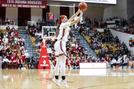 BLOOMINGTON, IN - December 21, 2022 - guard Sara Scalia #14 of the Indiana Hoosiers during the game between the Butler Bulldogs and the Indiana Hoosiers at Simon Skjodt Assembly Hall in Bloomington, IN. Photo By