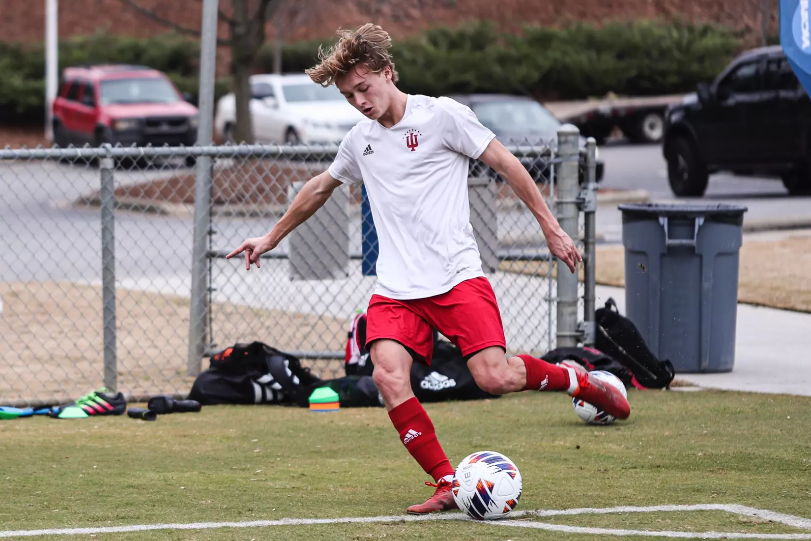 BLOOMINGTON, IN - December 08, 2022 - midfielder Patrick McDonald #22 of the Indiana Hoosiers during practice at WakeMed Soccer Park in Cary, NC. Photo By \GHF#2\