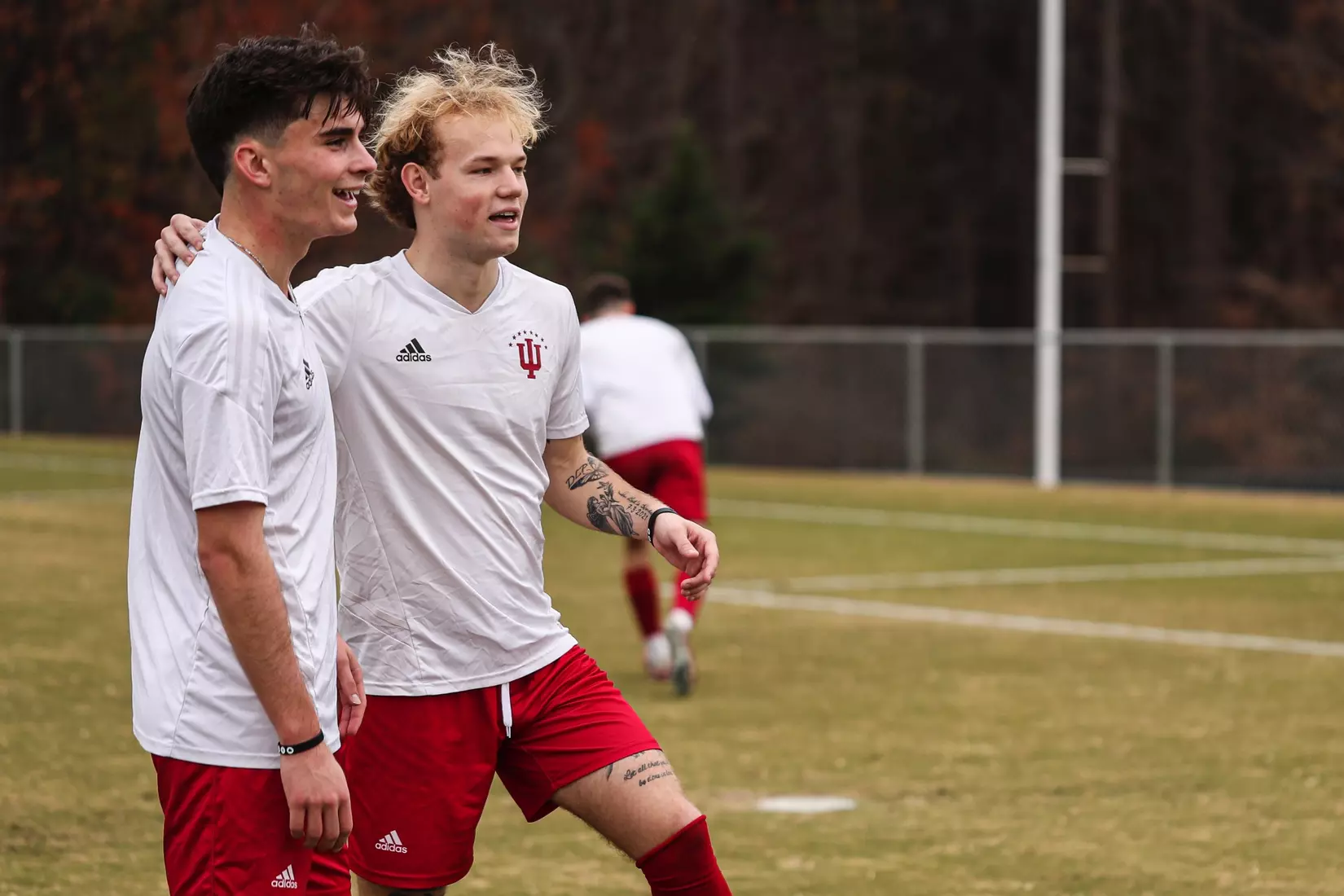 BLOOMINGTON, IN - December 08, 2022 - midfielder Samuel Sarver #9 of the Indiana Hoosiers and forward Tommy Mihalic #10 of the Indiana Hoosiers during practice at WakeMed Soccer Park in Cary, NC. Photo By \GHF#2\