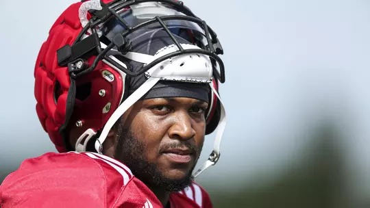 BLOOMINGTON, IN - AUGUST 10, 2022 - outside linebacker Alfred Bryant #92 of the Indiana Hoosiers during practice and the Indiana Hoosiers at Mellencamp Field in Bloomington, IN. Photo By Andrew Mascharka/Indiana Athletics