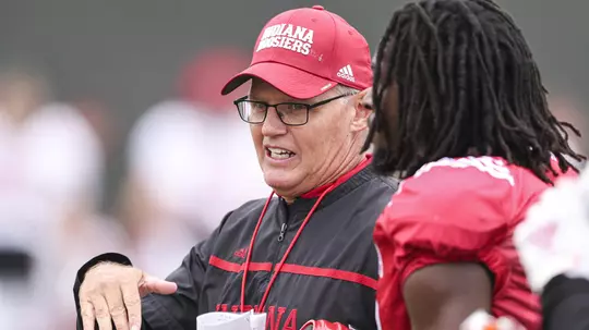 BLOOMINGTON, IN - AUGUST 15, 2022 - Indiana Hoosiers Head Coach Tom Allen during practice at Mellencamp Field in Bloomington, IN. Photo By Andrew Mascharka/Indiana Athletics