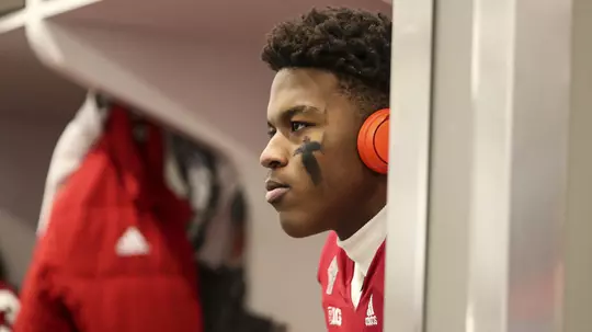 BLOOMINGTON, IN - NOVEMBER 13, 2021 - quarterback Donaven McCulley #0 of the Indiana Hoosiers during the game between the Rutgers Scarlet Knights and the Indiana Hoosiers at Memorial Stadium in Bloomington, IN. Photo By Andrew Mascharka/Indiana Athletics
