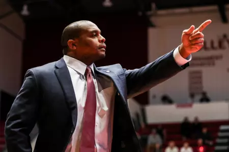 BLOOMINGTON, IN - NOVEMBER 22, 2019 - Associate Head Coach Mike Dixon of the Indiana Hoosiers of the Indiana Hoosiers during the match between the North Dakota State Bison and the Indiana Hoosiers at Wilkinsom Hall in Bloomington, IN. Photo By Missy Minear/Indiana Athletics