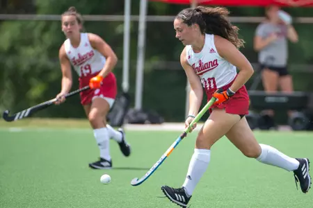 BLOOMINGTON, IN - August 19, 2022 - AnnaMozeleski during the game between the Ball State Cardinals and the Indiana Hoosiers at IU Field Hockey Complex in Bloomington, IN. Photo By Dalton Wainscott/Indiana Athletics