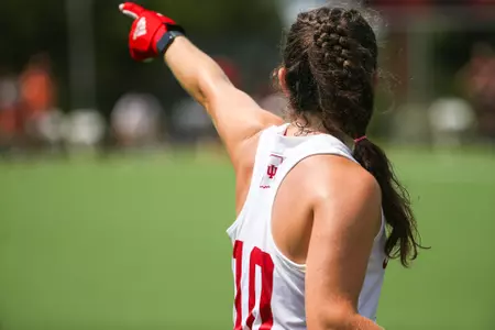 BLOOMINGTON, IN - August 28, 2022 - \fh10\ during the game between the Liberty University Flames and the Indiana Hoosiers at IU Field Hockey Complex in Bloomington, IN. Photo By Lauren Mervar/Indiana Athletics