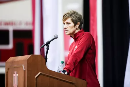 BLOOMINGTON, IN - September 22, 2022 - Head Coach Teri Moren during Media Day at Simon Skjodt Assembly Hall in Bloomington, IN. Photo By Indiana Athletics