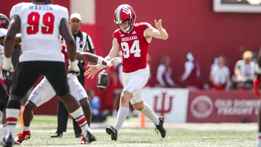 BLOOMINGTON, IN - September 17, 2022 - punter James Evans #94 of the Indiana Hoosiers during the game between the Western Kentucky Hill Toppers and the Indiana Hoosiers at Memorial Stadium in Bloomington, IN. Photo By Gracie Farrall\Indiana Athletics
