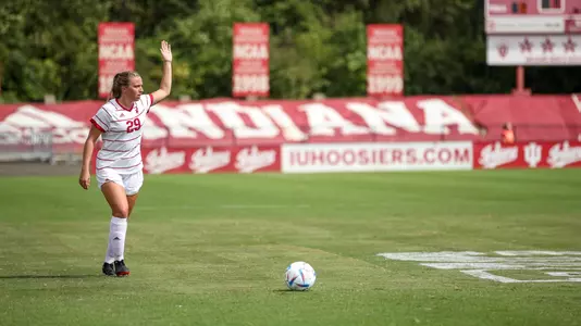 BLOOMINGTON, IN - September 18, 2022 - midfielder Alaina Kalin #29 of the Indiana Hoosiers during the game between the Penn State Nittnay Lions and the Indiana Hoosiers at Bill Armstrong Stadium in Bloomington, IN. Photo By Chris Conaway