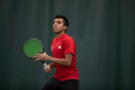 BLOOMINGTON, IN - January 18, 2022 - Nishanth Basavareddy of the Indiana Hoosiers during their practice at the IU Tennis Center in Bloomington, IN. Photo By Gretta Cohoon/Indiana Athletics