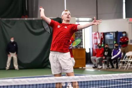 BLOOMINGTON, IN - January 22nd, 2022- Ilya Tiraspolsky during the match against the Bellarmine Knights at the Indiana University Tennis Center in Bloomington, IN. Photo By Sammy Nance/ Indiana Athletics