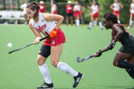 BLOOMINGTON, IN - August 19, 2022 - defender Cecila Maixner #29 of the Indiana Hoosiers during the game between the Ball State Cardinals and the Indiana Hoosiers at IU Field Hockey Complex in Bloomington, IN. Photo By Dalton Wainscott/Indiana Athletics