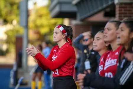 ANN ARBOR, MI - October 14, 2022 - defender Cecilia Maixner #29 of the Indiana Hoosiers during the game between the Michigan Wolverines and the Indiana Hoosiers at Ocker Field in Ann Arbor, MI. Photo By Sammy Nance/Indiana Athletics