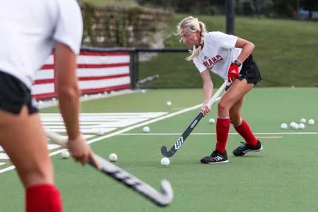 BLOOMINGTON, IN - September 11, 2022 - midfielder Meredith Lee #18 of the Indiana Hoosiers during the game between the Bellermine Knights and the Indiana Hoosiers at IU Field Hockey Complex in Bloomington, IN. Photo By Chris Conaway
