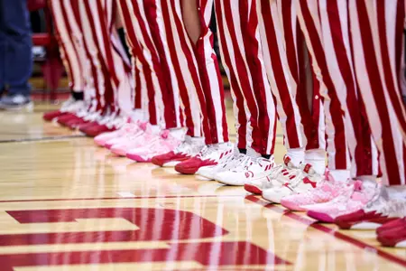 BLOOMINGTON, IN - January 29, 2023 - the Indiana Hoosiers Women's Basketball team during the game between the Rutgers Scarlet Knights and the Indiana Hoosiers at Simon Skjodt Assembly Hall in Bloomington, IN. Photo By Chris Conaway/Indiana Athletics
