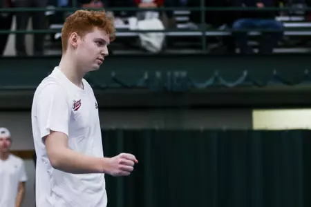 BLOOMINGTON, IN - JANUARY 15, 2023 - Ilya Tiraspolsky during the match between the Toledo Rockets and the Indiana Hoosiers at the Indiana University Tennis Center in Bloomington, IN. Photo By Pearson Georges\Indiana Athletics