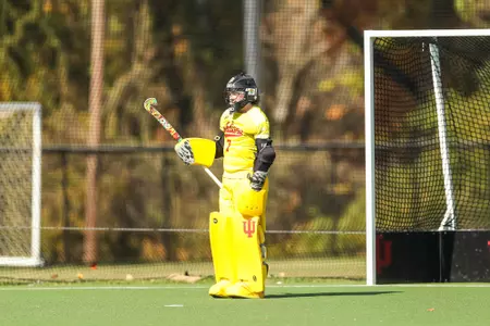 BLOOMINGTON, IN - October 23, 2022 - goalkeeper Arabella Loveridge #7 of the Indiana Hoosiers during the game between the Ohio University Bobcats and the Indiana Hoosiers at IU Field Hockey Complex in Bloomington, IN. Photo By Gracie Farrall\Indiana Athletics