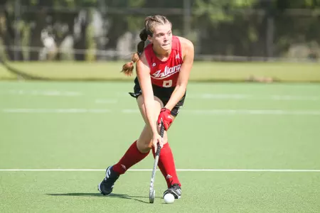 BLOOMINGTON, IN - September 18, 2022 - defender Kylie Dawson #8 of the Indiana Hoosiers during the game between the Longwood Lancers and the Indiana Hoosiers at IU Field Hockey Complex in Bloomington, IN. Photo By Kamaron Farver/Indiana Athletics