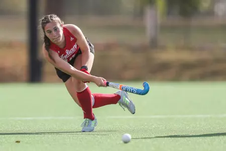 BLOOMINGTON, IN - October 21, 2022 - Midfielder Anna Mozeleski #10 of the Indiana Hoosiers during the game between the Ohio State Buckeyes and the Indiana Hoosiers at Deborah Tobias Field in Bloomington, IN. Photo By Kamaron Farver\Indiana Athletics