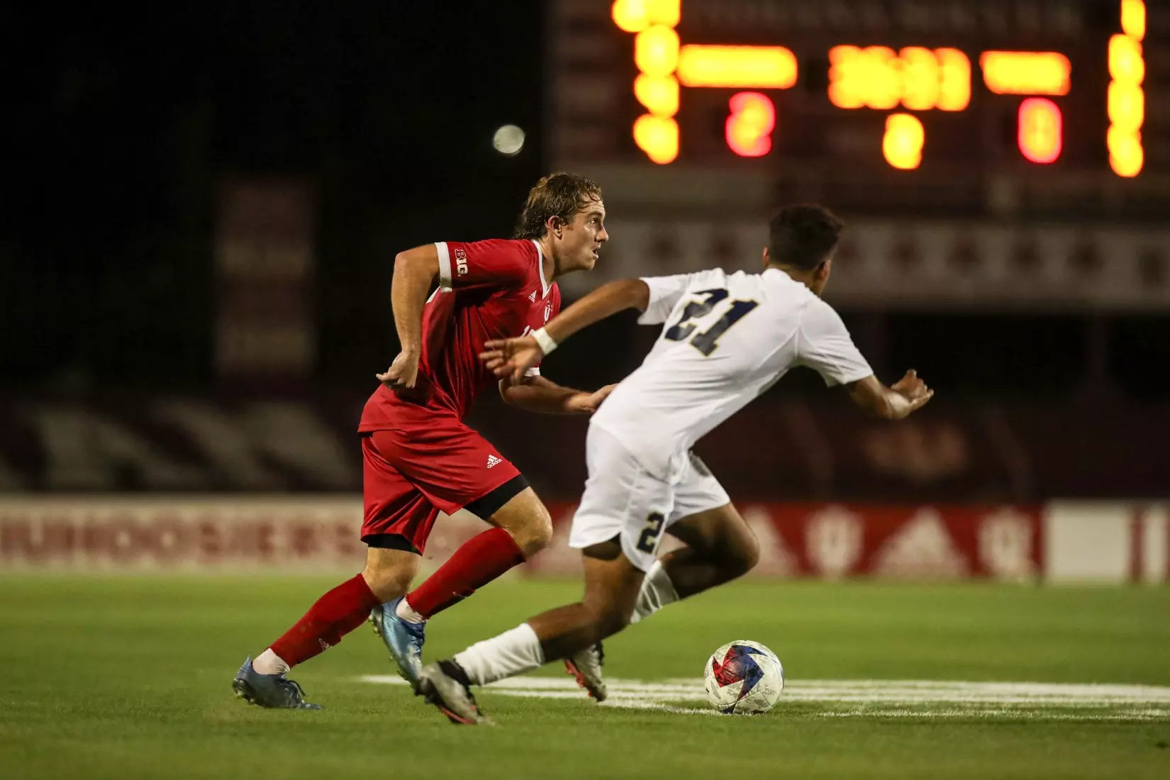 BLOOMINGTON, IN - October 27, 2023 - \msoc during the game between the Trine Thunder and the Indiana Hoosiers at Bill Armstrong Stadium in Bloomington, IN. Photo By Grace Waggoner/IU Athletics