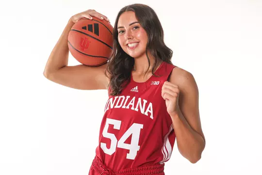 BLOOMINGTON, IN - September 20, 2023 - forward Mackenzie Holmes #54 of the Indiana Hoosiers during Media Day at Simon Skjodt Assembly Hall in Bloomington, IN. Photo By Gretta Cohoon/Indiana Athletics