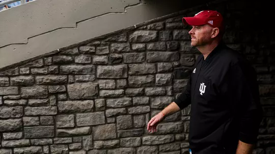 STATE COLLEGE, PA - October 28, 2023 - Indiana Hoosiers Defense Quality Control Rod Carey during the game between the Penn State Nittany Lions and the Indiana Hoosiers at Beaver Stadium in State College, PA. Photo By Andrew Mascharka/Indiana Athletics