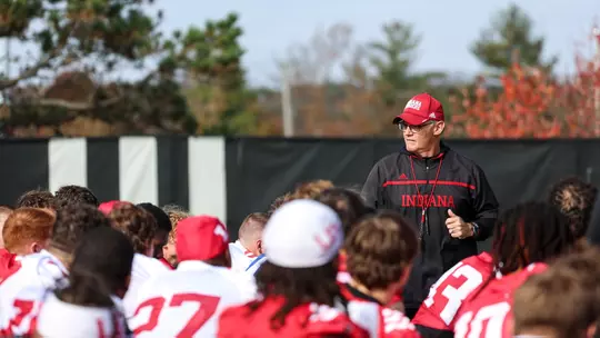 BLOOMINGTON, IN - November 08, 2023 - Indiana Hoosiers Head Coach Tom Allen during practice at Memorial Stadium in Bloomington, IN. Photo By Dalton wainscott/Indiana Athletics