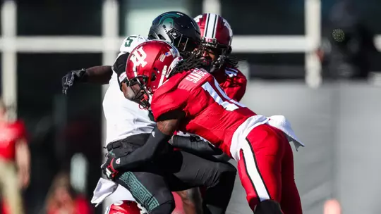 BLOOMINGTON, IN - November 18, 2023 - defensive back Josh Sanguinetti #19 of the Indiana Hoosiers during the game between the Michigan State Spartans and the Indiana Hoosiers at Memorial Stadium in Bloomington, IN. Photo By Pearson Georges/Indiana Athletics