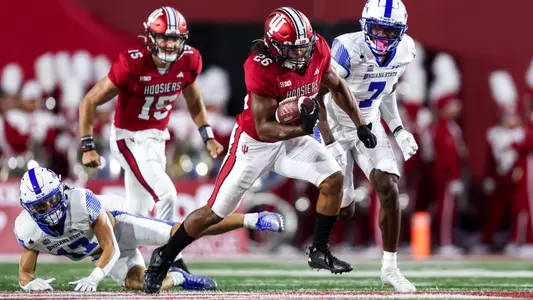 BLOOMINGTON, IN - September 08, 2023 - running back Josh Henderson #26 of the Indiana Hoosiers during the game between the Indiana State Sycamores and the Indiana Hoosiers at Memorial Stadium in Bloomington, IN. Photo By Andrew Mascharka/Indiana Athletics