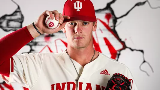 BLOOMINGTON, IN - NOVEMBER 02, 2022 - right-handed pitcher Craig Yoho #12 of the Indiana Hoosiers during Photo Day at Bart Kaufman Field in Bloomington, IN. Photo By Andrew Mascharka/Indiana Athletics