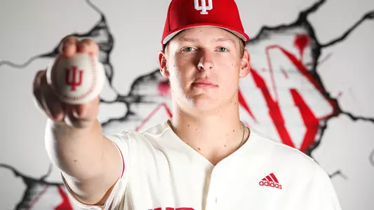 BLOOMINGTON, IN - NOVEMBER 04, 2022 - right-handed pitcher Brayden Risedorph #51 of the Indiana Hoosiers during photo day at Bart Kaufman Field in Bloomington, IN. Photo By Andrew Mascharka/Indiana Athletics