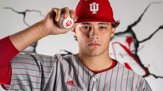 BLOOMINGTON, IN - NOVEMBER 04, 2022 - right-handed pitcher Luke Sinnard #37 of the Indiana Hoosiers during photo day at Bart Kaufman Field in Bloomington, IN. Photo By Andrew Mascharka/Indiana Athletics