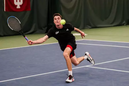 BLOOMINGTON, IN - February 05, 2023 - Jagger Saylor during the meet between the Dartmouth Big Green and the Indiana Hoosiers at IU Tennis Center in Bloomington, IN. Photo By Trent Barnhart/Indiana Athletics