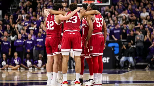 Team huddle at Northwestern