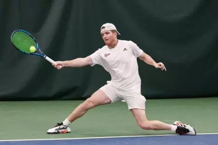 BLOOMINGTON, IN - February 18, 2023 - Patrick Fletchall during the meet between the Western Michigan Broncos and the Indiana Hoosiers at IU Tennis Center in Bloomington, IN. Photo By Sammy Nance/Indiana Athletics