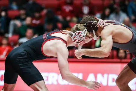 BLOOMINGTON, IN - January 20, 2023 - Cayden Rooks  during the meet between the Minnesota Gophers and the Indiana Hoosiers at Wilkinson Hall in Bloomington, IN. Photo By Gretta Cohoon/Indiana Athletics
