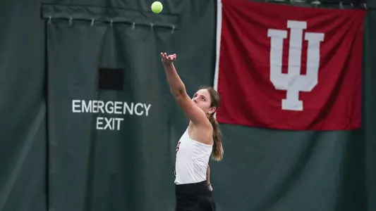 BLOOMINGTON, IN - March 5, 2023 - Nicole Teodosescu during the meet between the Northwestern Wildcats and the Indiana Hoosiers at IU Tennis Center in Bloomington, IN. Photo By Gretta Cohoon/Indiana Athletics