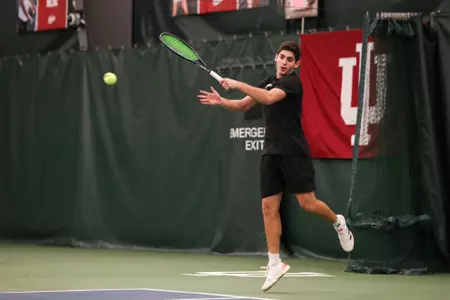 BLOOMINGTON, IN - February 05, 2023 - Sam Landau during the meet between the Dartmouth Big Green and the Indiana Hoosiers at IU Tennis Center in Bloomington, IN. Photo By Trent Barnhart/Indiana Athletics