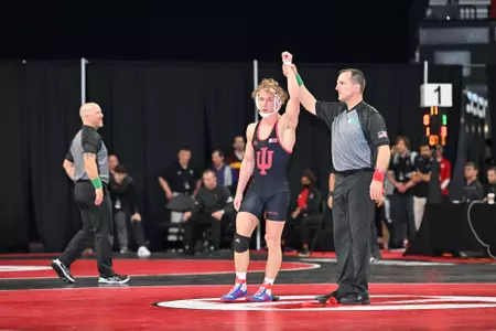 LINCOLN, NEBRASKA - March 05, 2022 - Derek Gilcher during the Big Ten Championships at Devaney Center in Lincoln, NE. Photo courtesy of Big Ten.