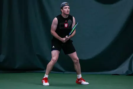 BLOOMINGTON, IN - March 31, 2023 - Patrick Fletchall during the meet between the Northwestern Wildcats and the Indiana Hoosiers at IU Tennis Center in Bloomington, IN. Photo By Gretta Cohoon/Indiana Athletics