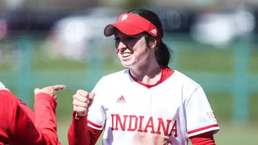 BLOOMINGTON, IN - April 02, 2023 - infielder Brooke Benson #6 of the Indiana Hoosiers during the game between the Ohio State Buckeyes and the Indiana Hoosiers at Andy Mohr Field in Bloomington, IN. Photo By Dalton Wainscott/Indiana Athletics